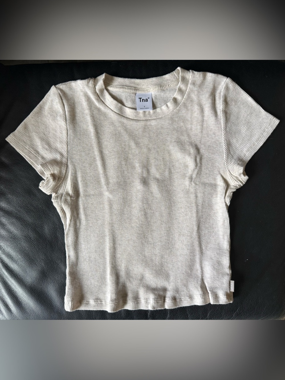 TNA Cream Ribbed Tune Waist Tee